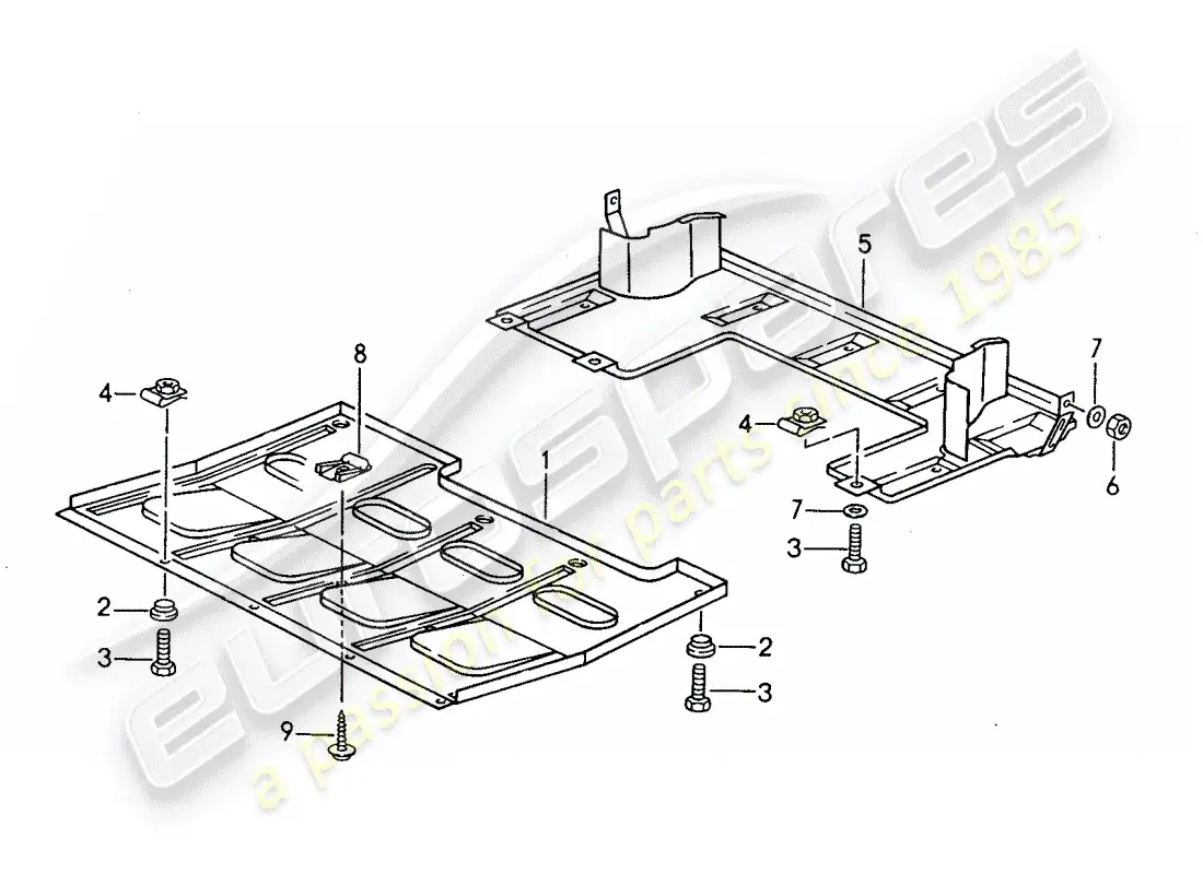 porsche 1994 (968) protección inferior diagrama de piezas