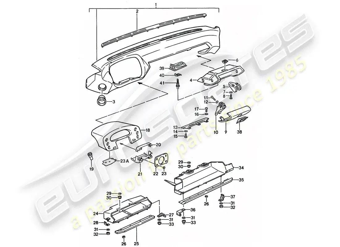 porsche 1989 (928) adorno del panel de tablero - d - mj 1990>> diagrama de piezas