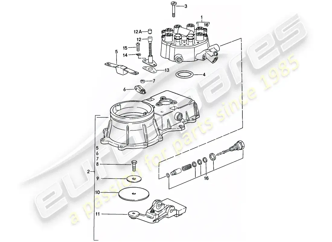 porsche 1987 (911) unidad de control de mezcla diagrama de piezas