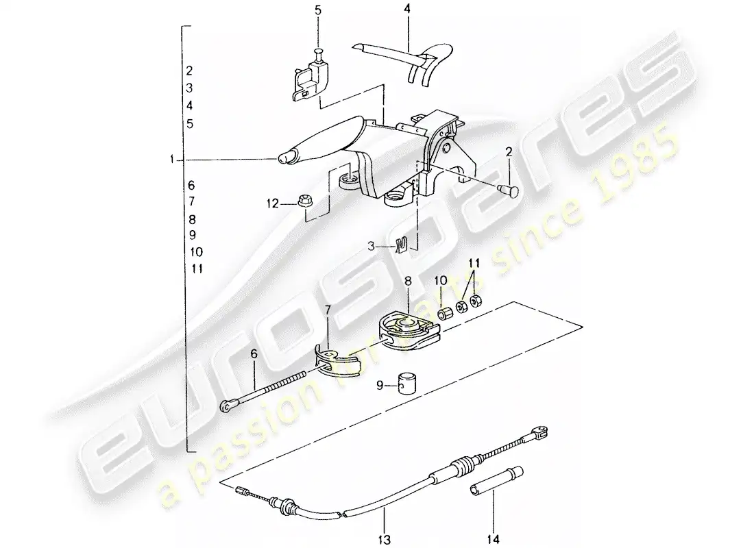 porsche 2004 (996) freno de mano - palanca de freno de mano diagrama de piezas
