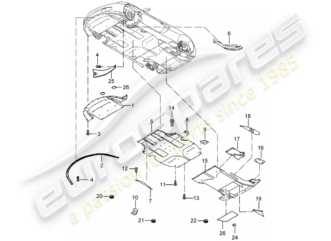 porsche 2004 (carrera gt) bajos diagrama de piezas