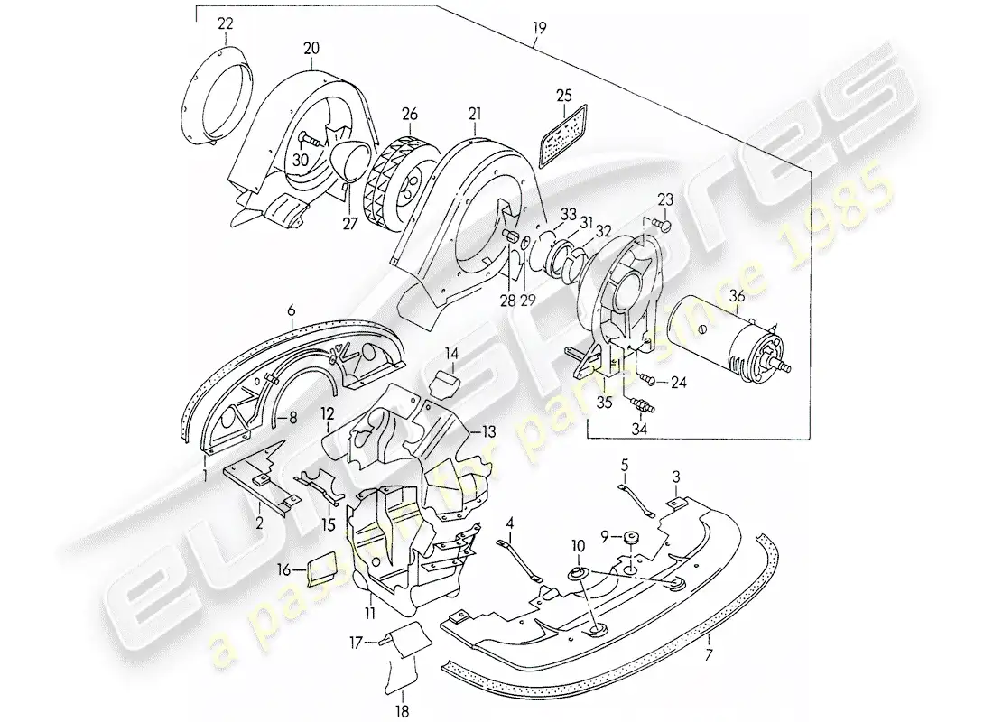 porsche 1955 (356/356a) aire acondicionado diagrama de piezas
