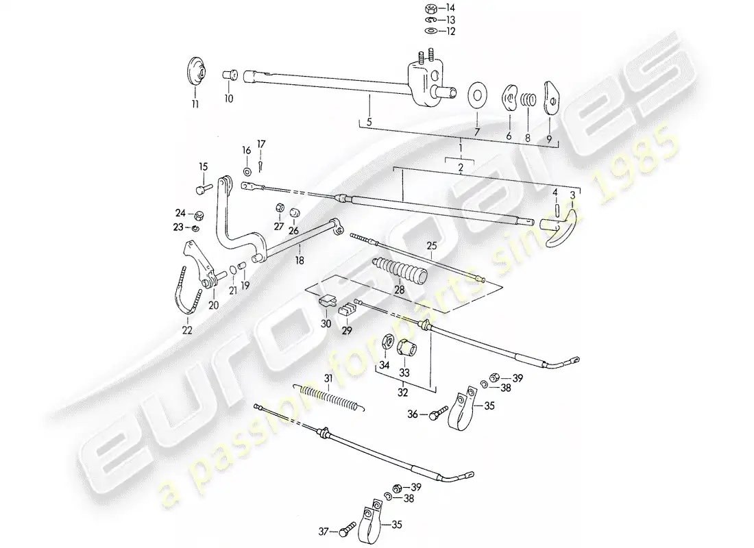 porsche 1959 (356/356a) freno de mano diagrama de piezas