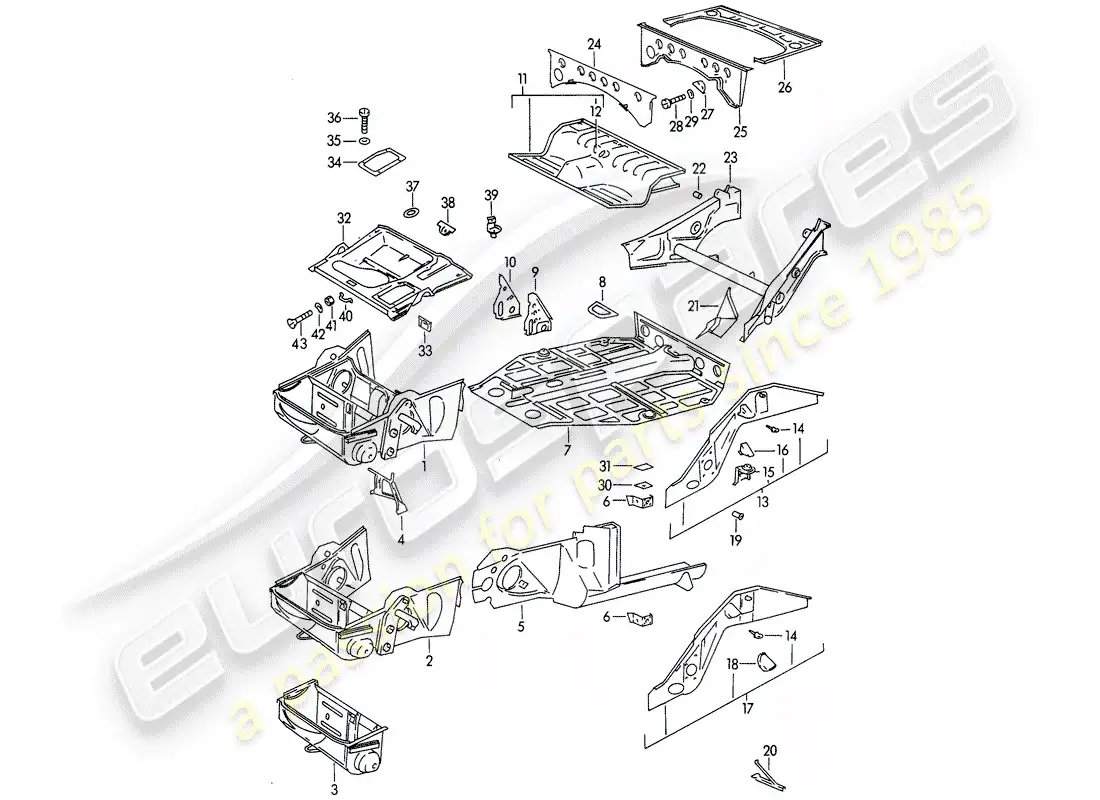 porsche 1965 (356b/356c) marco diagrama de piezas