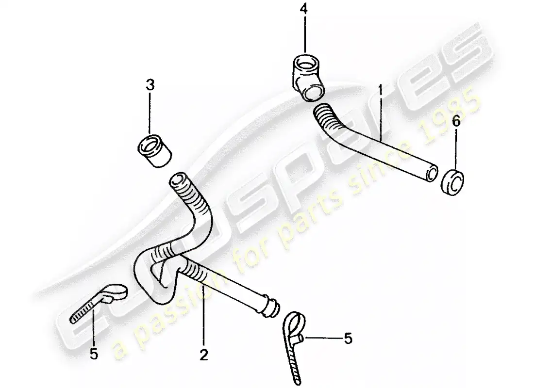 porsche 2001 (986 boxster) tubo de desagüe de agua - para - calentador - carcasa de distribución de aire diagrama de piezas
