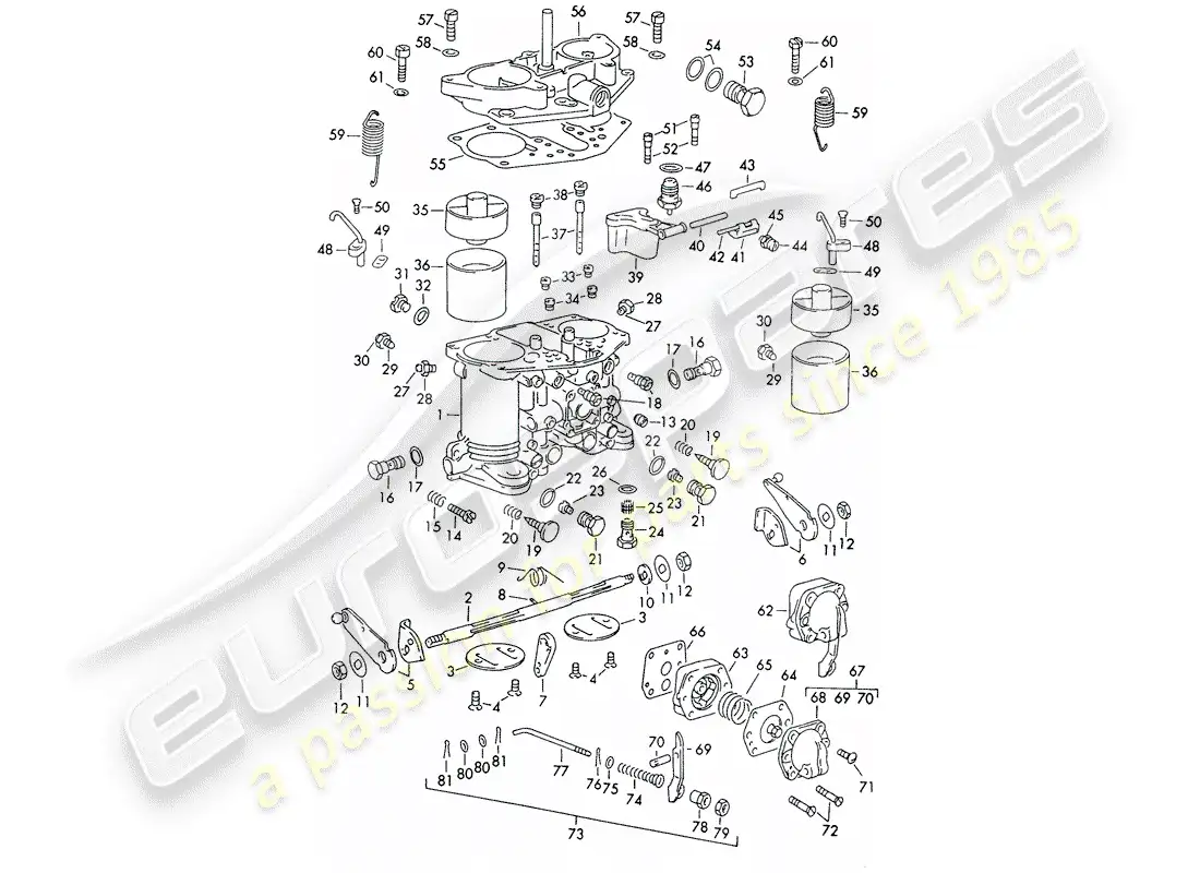porsche 1964 (356b/356c) piezas únicas - para - carburador - solex-40 pii-4/44 pii-4 diagrama de piezas