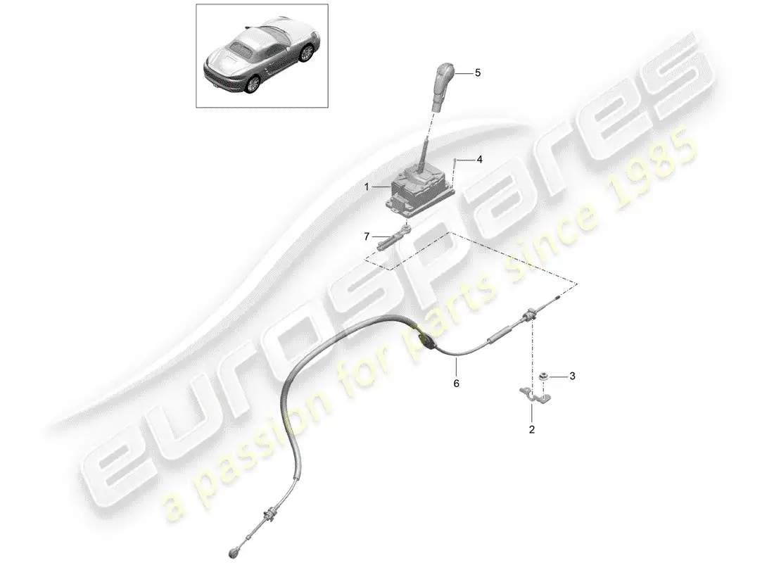 porsche 2017 (718 boxster) palanca selectora diagrama de piezas
