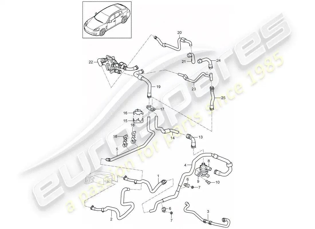 porsche 2012 (panamera 970) diagrama de piezas híbrido