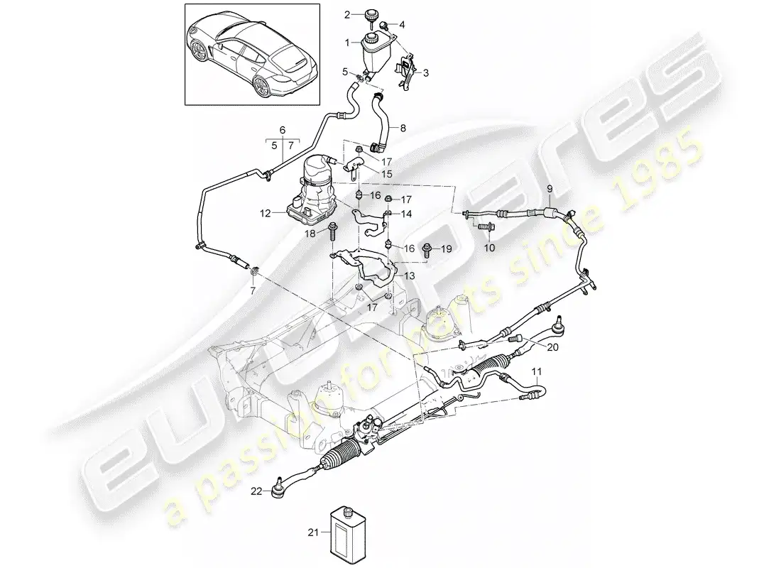 porsche 2012 (panamera 970) dirección asistida diagrama de piezas