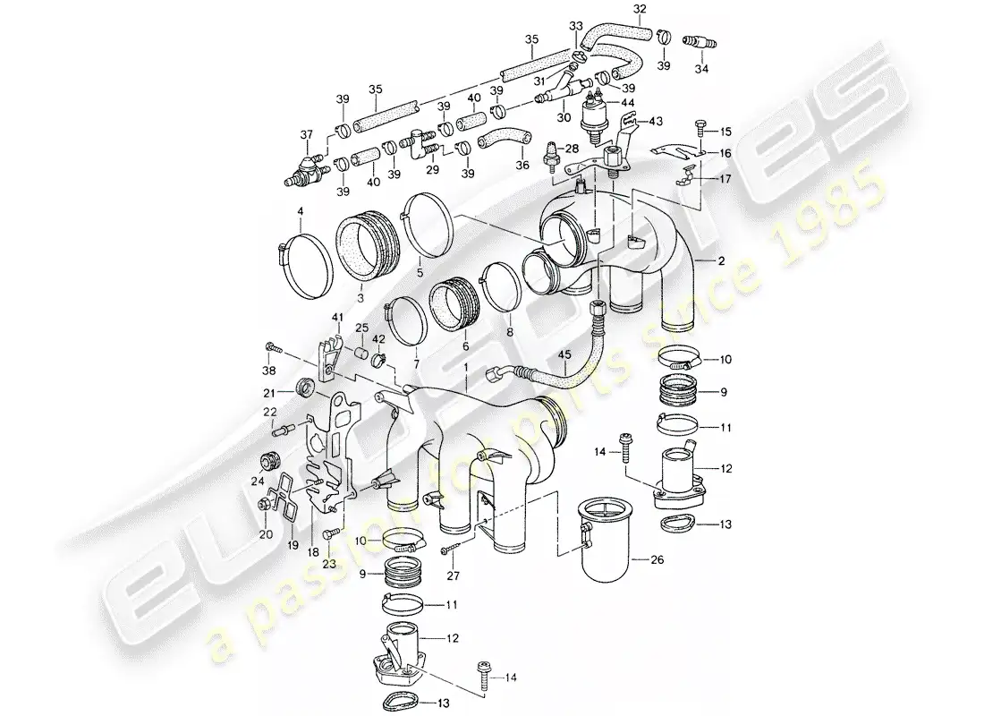 porsche 1997 (993) l-jetronic - distribuidor de aire de admisión diagrama de piezas