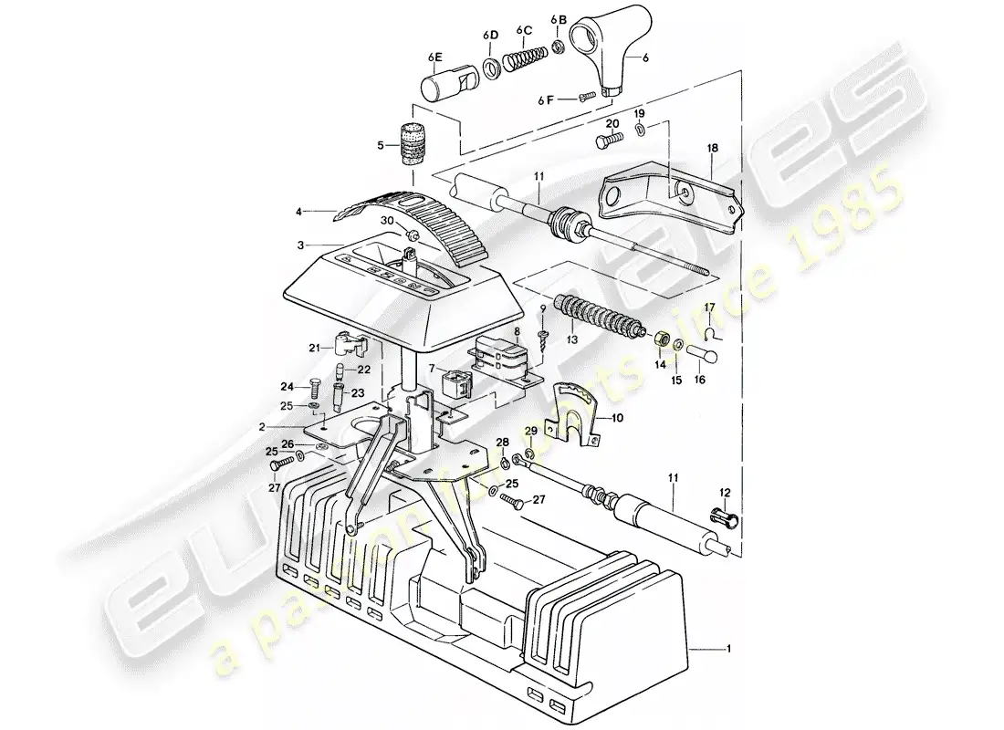 porsche 1987 (924s) mecanismo de cambio - para - transmisión automática diagrama de piezas