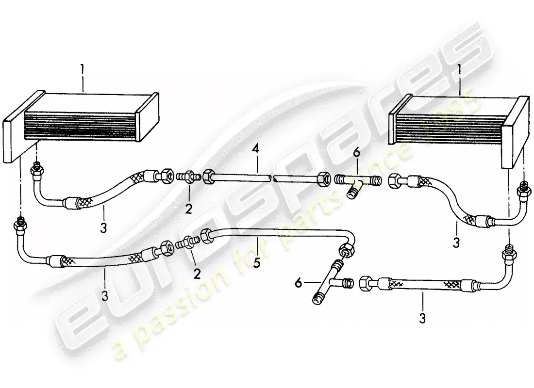 porsche 1955 (356/356a) lubricación del motor - enfriador de aceite diagrama de piezas