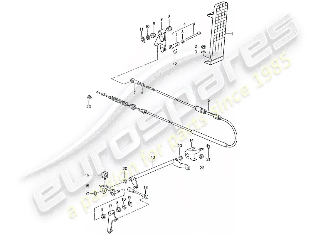 porsche 1995 (993) pedales - control del acelerador diagrama de piezas
