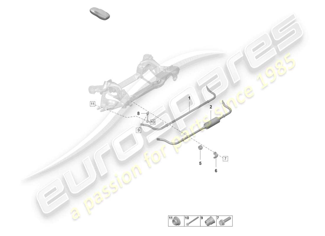 porsche 2021 (taycan 9j1-1) barra antivuelco diagrama de piezas