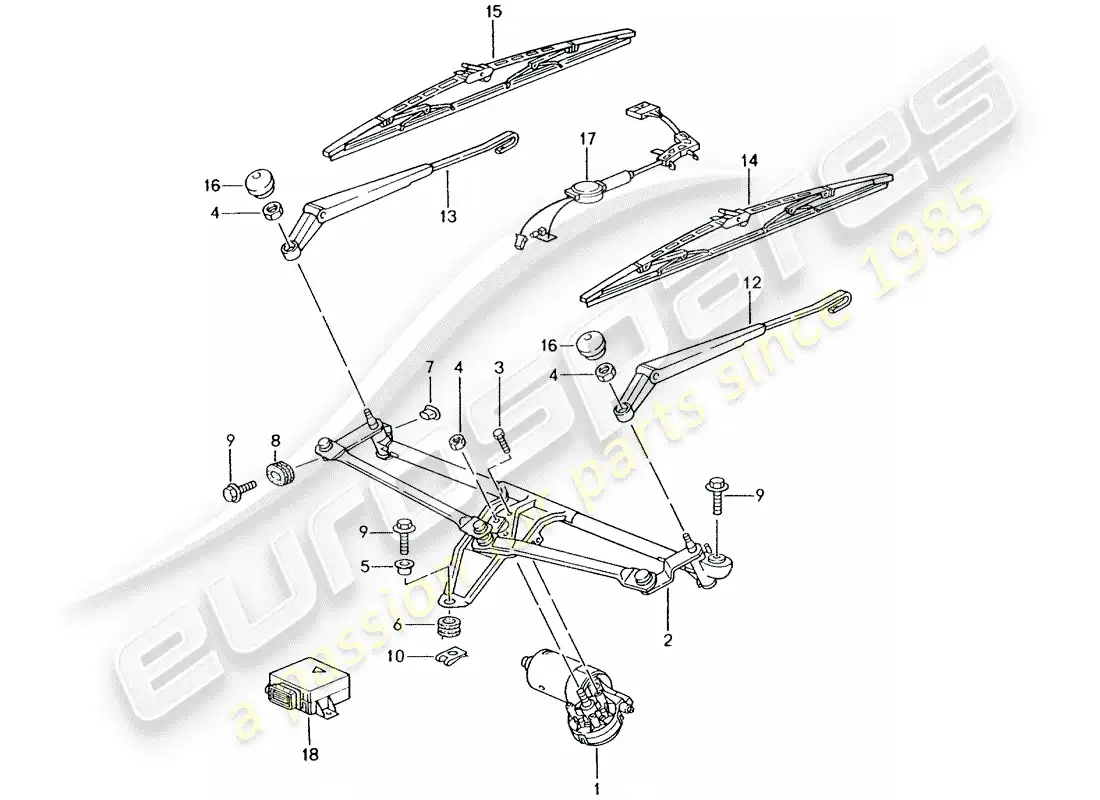 porsche 1998 (986 boxster) sistema limpiaparabrisas compl. - sensor de lluvia diagrama de piezas