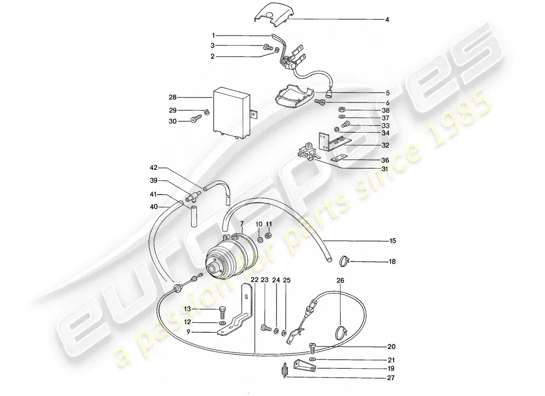 porsche 1986 (911) sistema de control de crucero diagrama de piezas