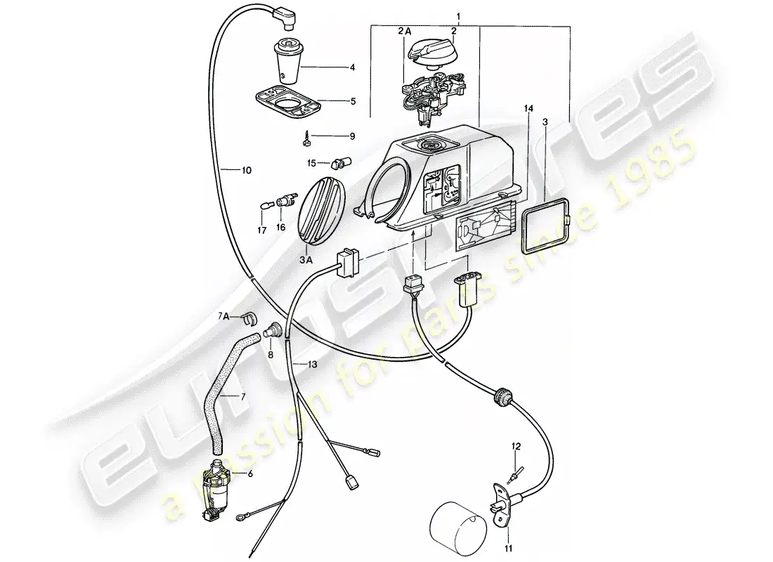porsche 1984 (911) sistema de calefacción 1 diagrama de piezas