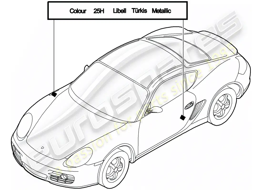 porsche 2011 (987 cayman) barra de retoque de pintura diagrama de piezas
