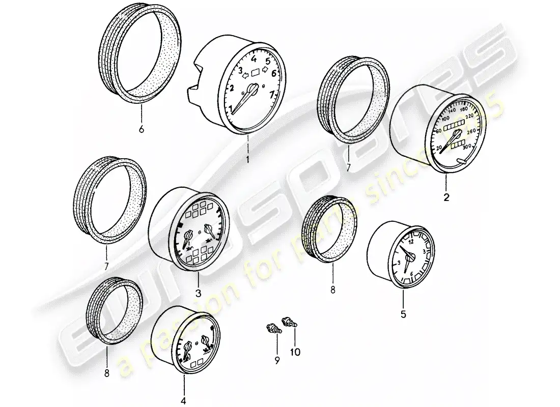 porsche 1994 (993) instruments diagrama de piezas