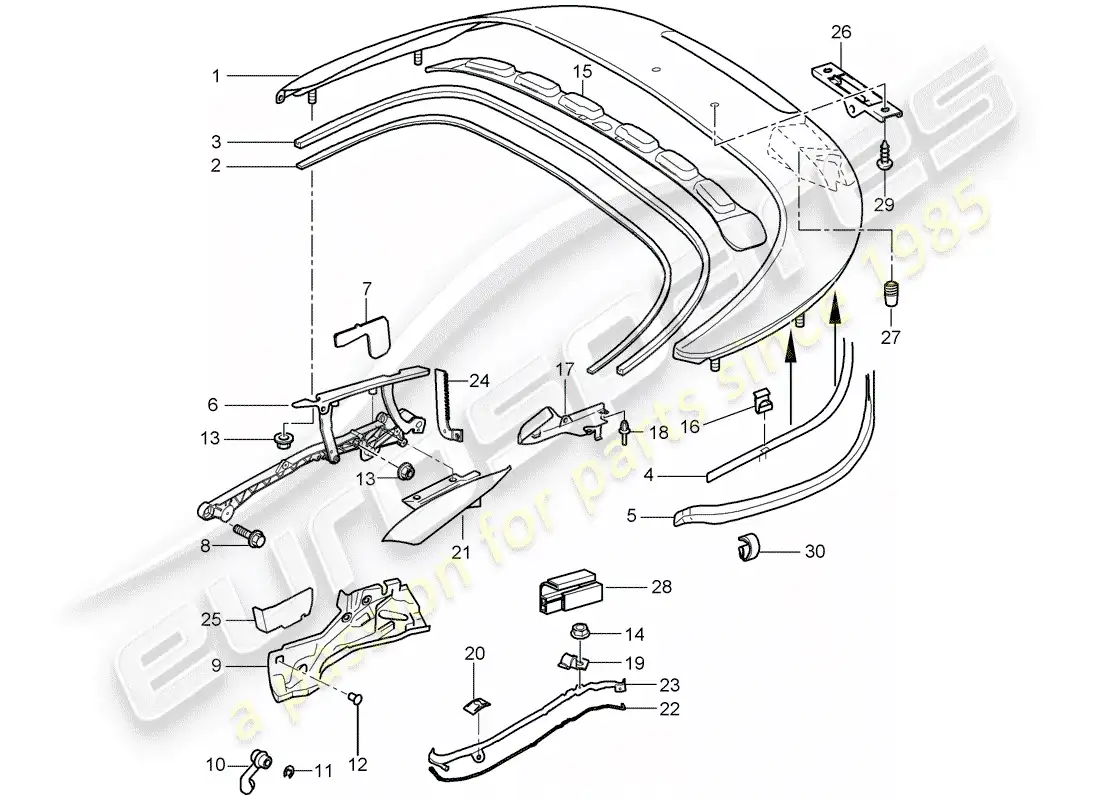 porsche 2010 (997-2) caja de almacenaje superior diagrama de piezas