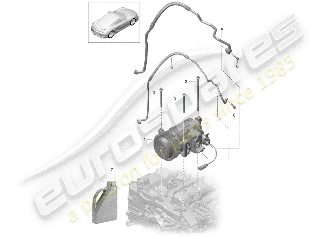 porsche 2016 (981 cayman gt4) diagrama de piezas del compresor