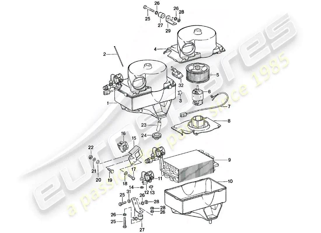 porsche 1980 (924) aire acondicionado diagrama de piezas