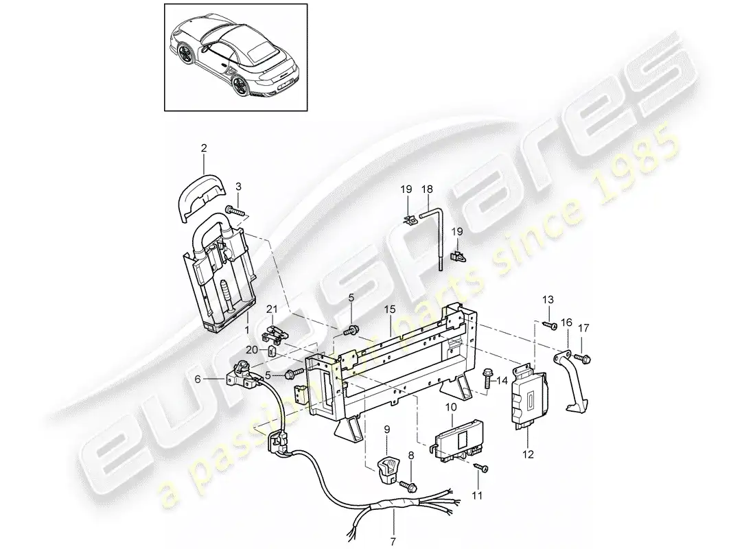 porsche 2009 997-2 turbo / gt2 barra antivuelco diagrama de piezas