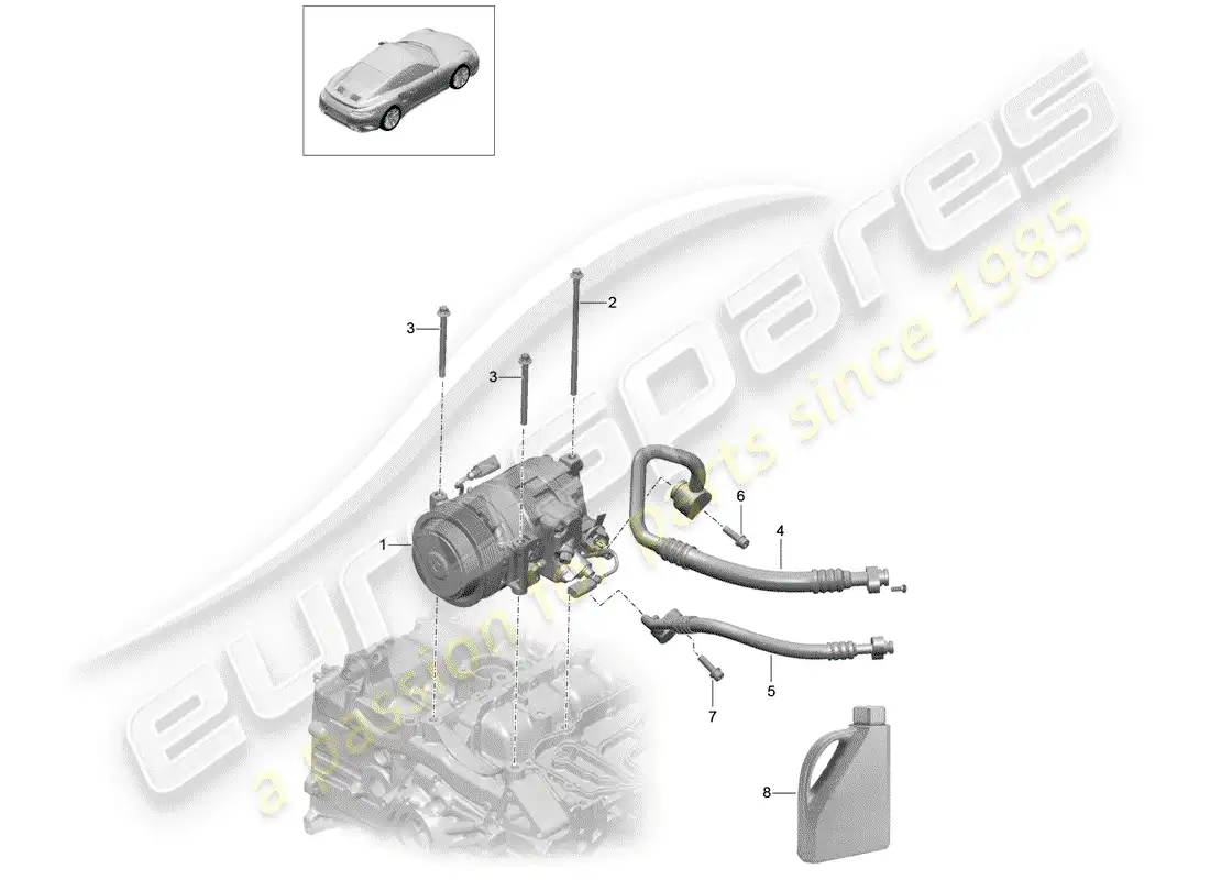 porsche 2015 (991-1 turbo) compresor diagrama de piezas
