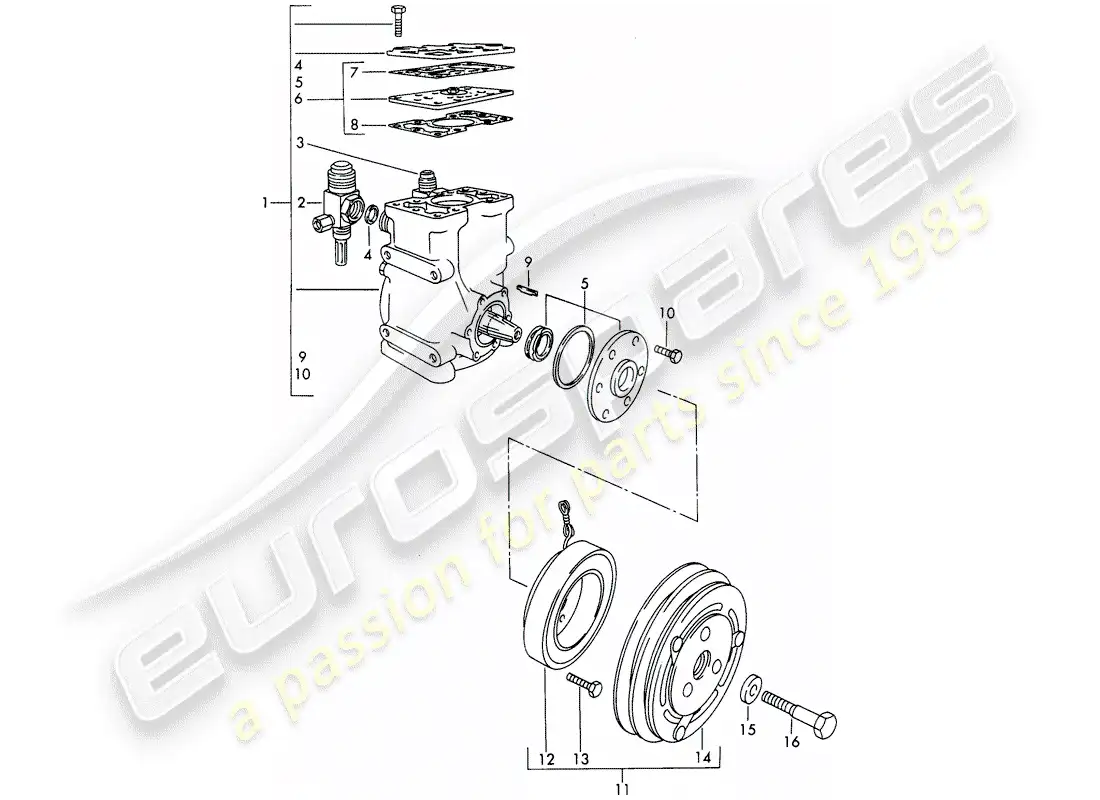 porsche 1965 (911/912) compresor - embrague - d >> - mj 1968 diagrama de piezas