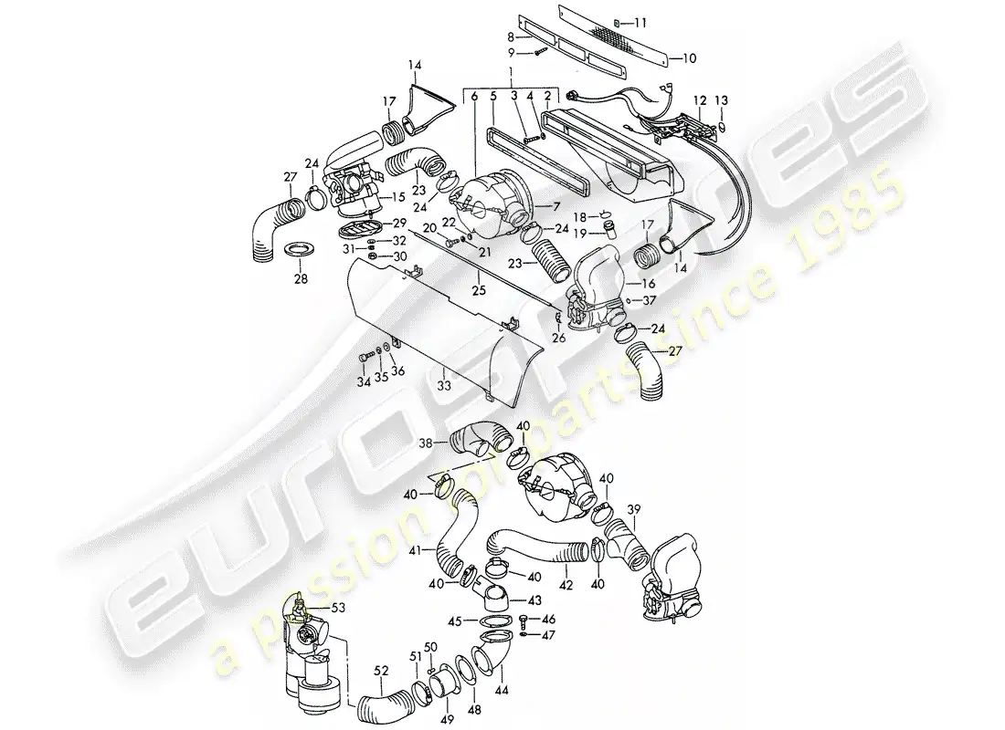 porsche 1965 (911/912) ventilación - calentador - d - mj 1969>> diagrama de piezas
