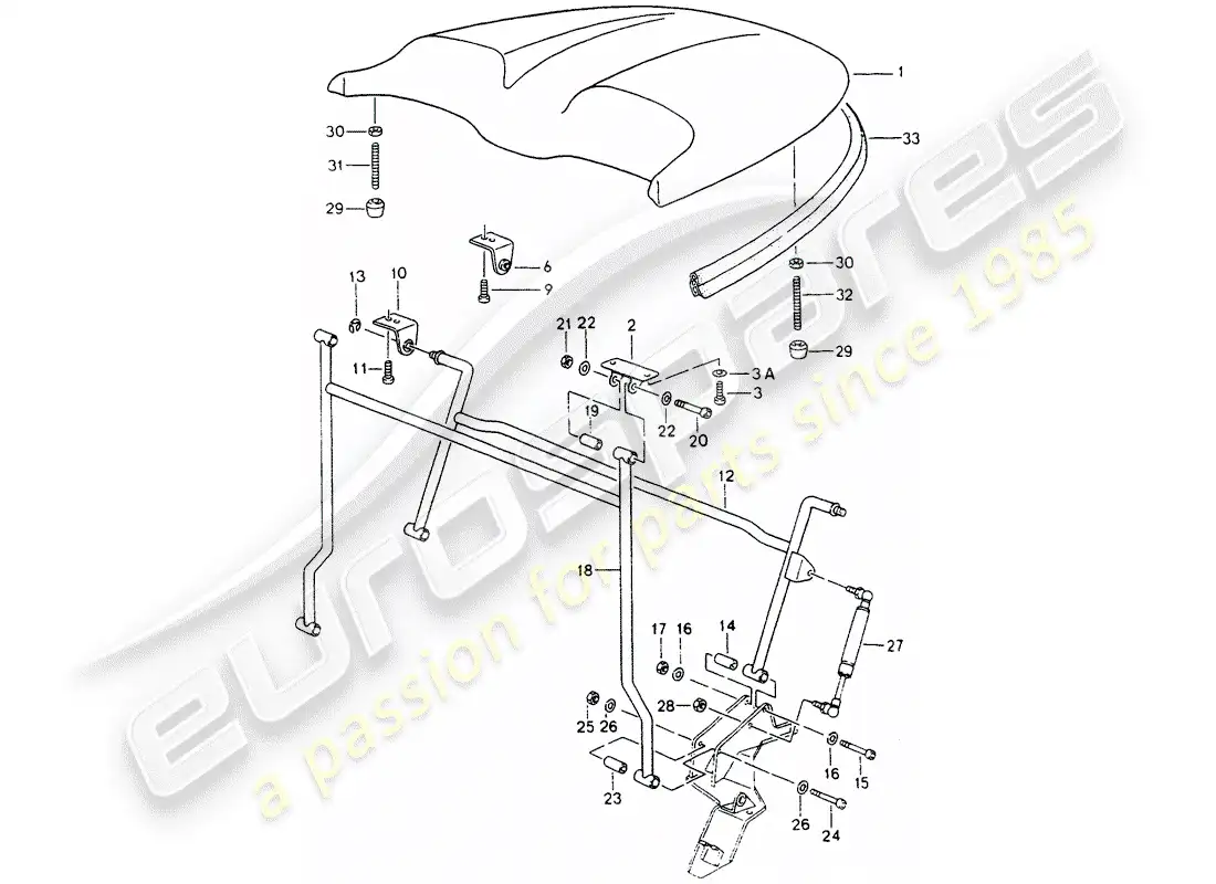 porsche 1990 (964) cubierta trasera diagrama de piezas