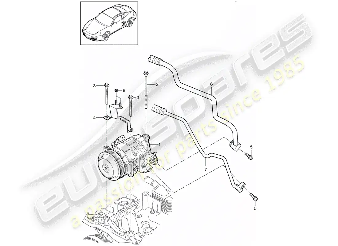 porsche 2010 (987 cayman) compresor diagrama de piezas