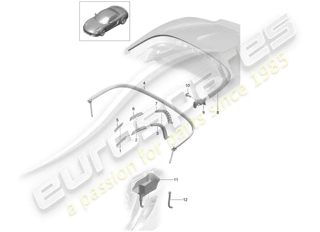 porsche 2012 (981 boxster) top convertible diagrama de piezas