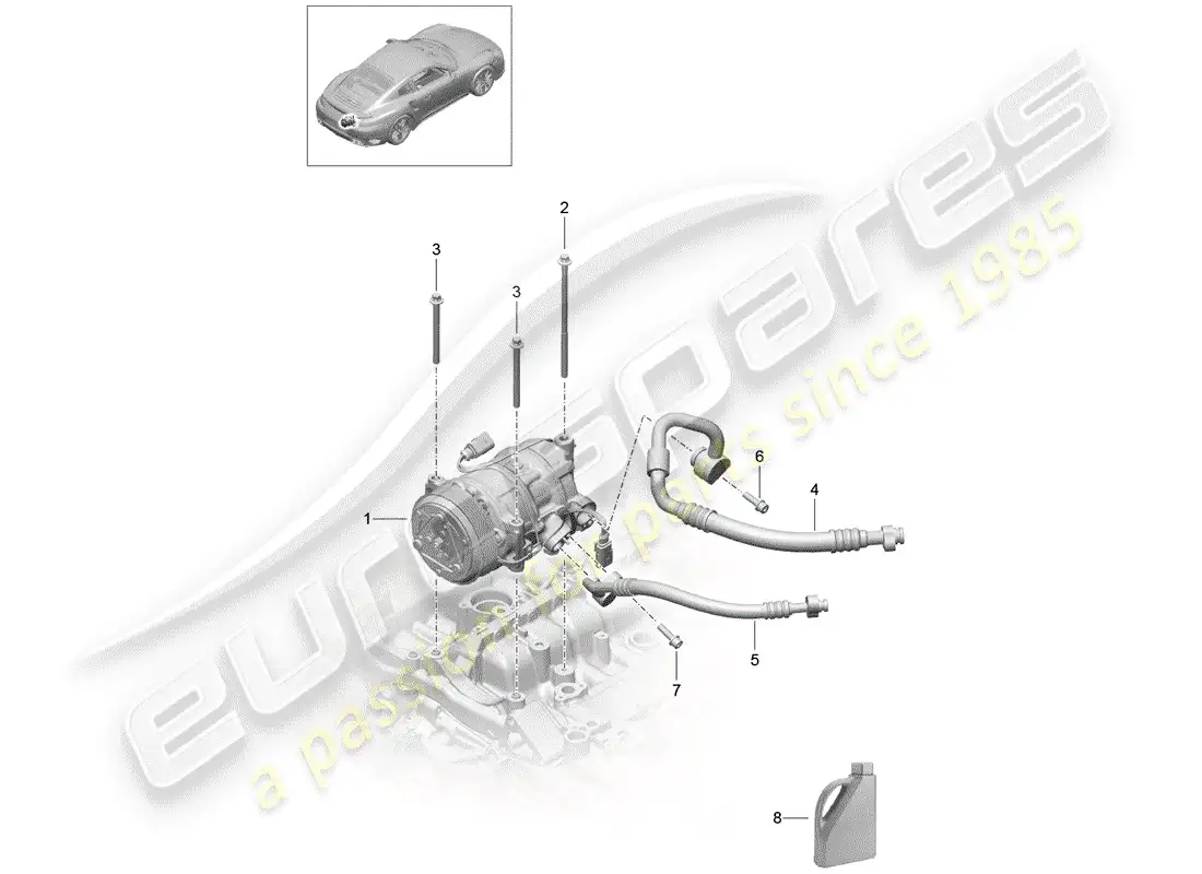 porsche 2015 (991-1 turbo) compresor diagrama de piezas