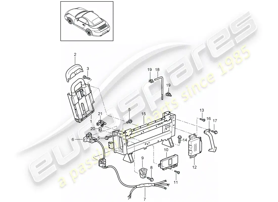 porsche 2011 (997-2) barra antivuelco diagrama de piezas
