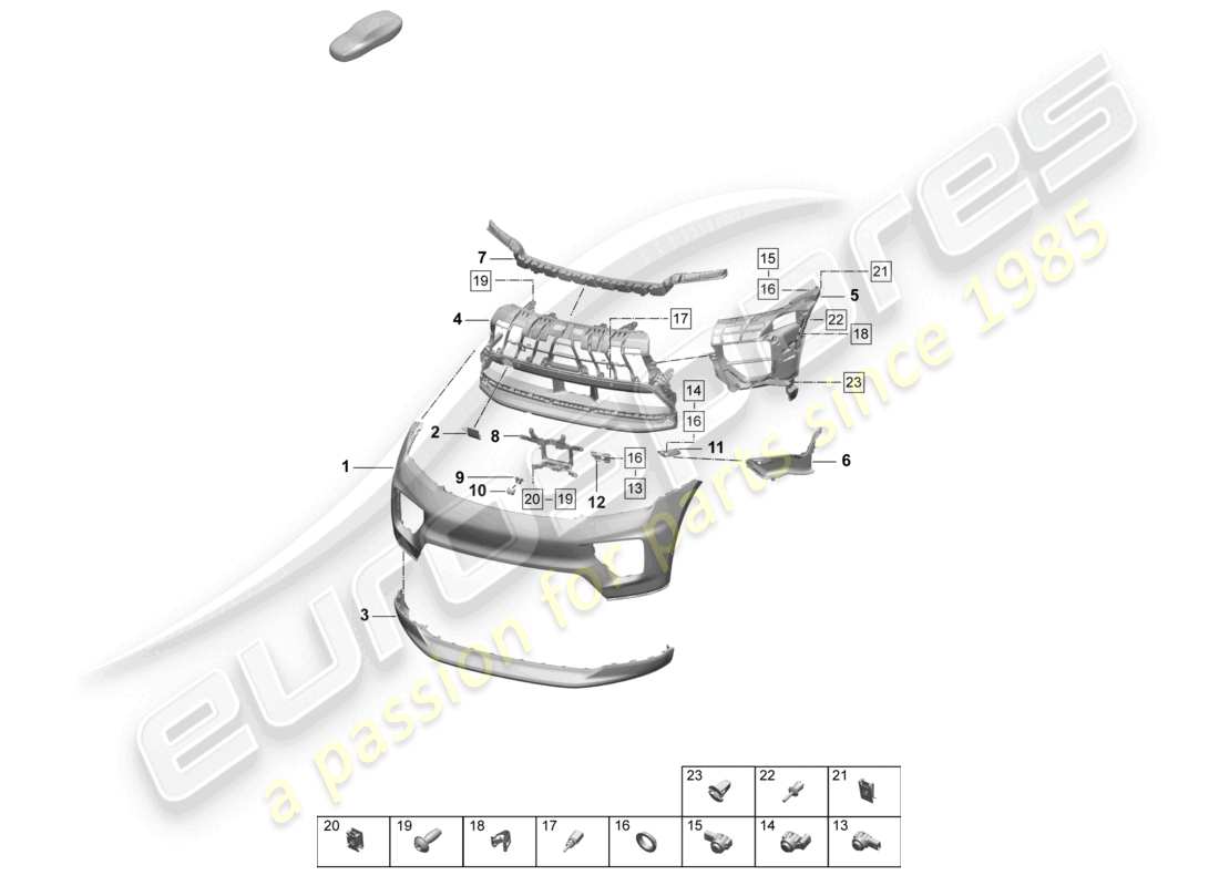 porsche 2025 (macan-e) parachoques delantero diagrama de piezas