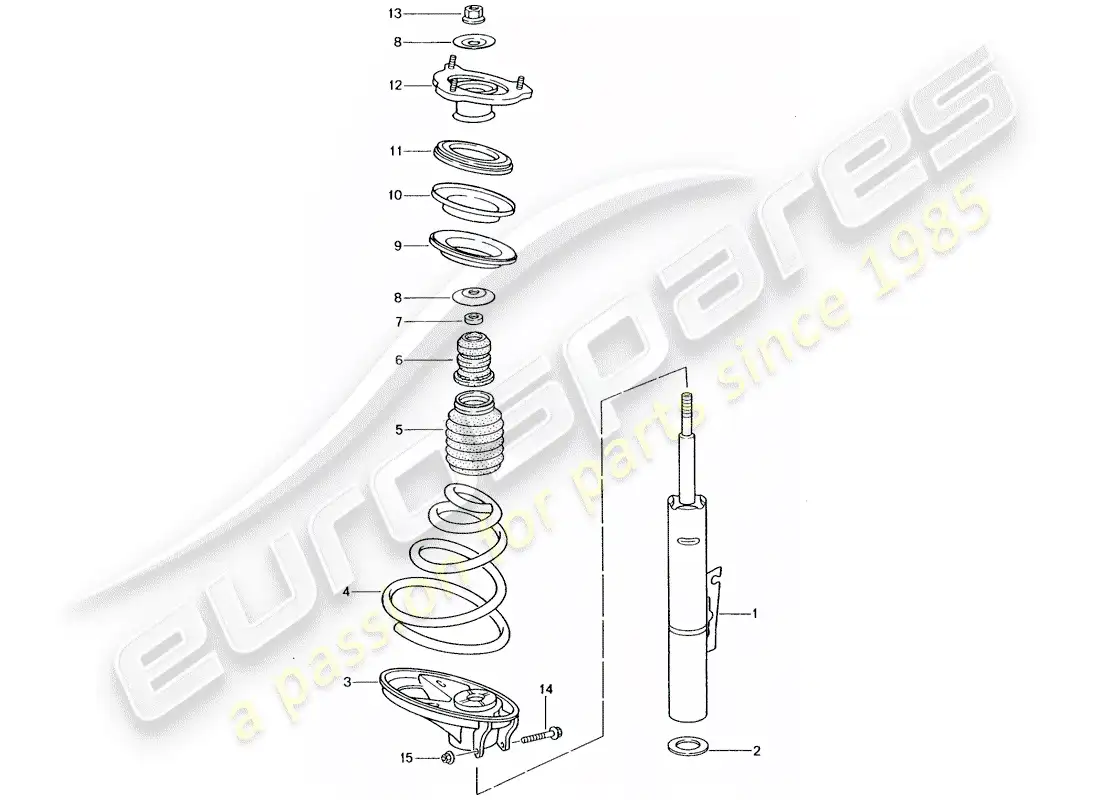 porsche 2002 (996 turbo / gt2) suspensión - puntal amortiguador diagrama de piezas