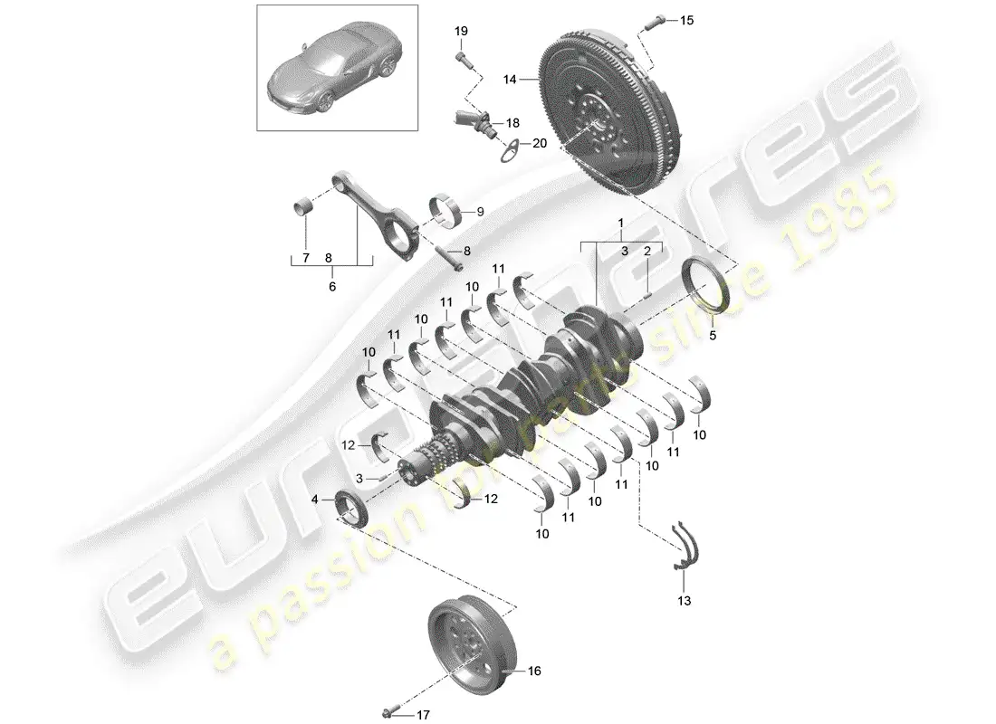 porsche 2016 (981 boxster) cigüeñal diagrama de piezas