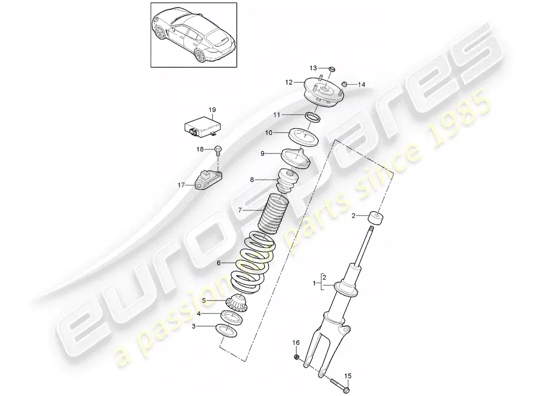 porsche 2012 (panamera 970) suspensión diagrama de piezas