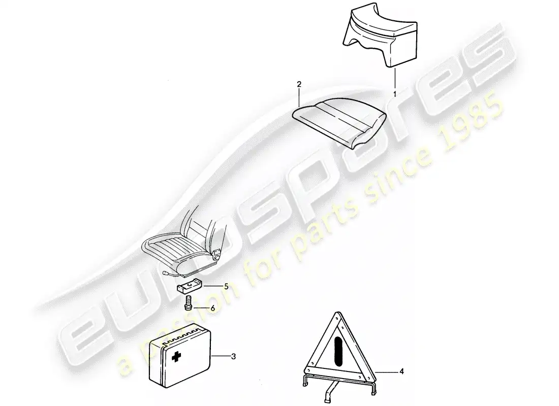 porsche 1985 (911) accesorios - asiento para niños - funda vehículo diagrama de piezas