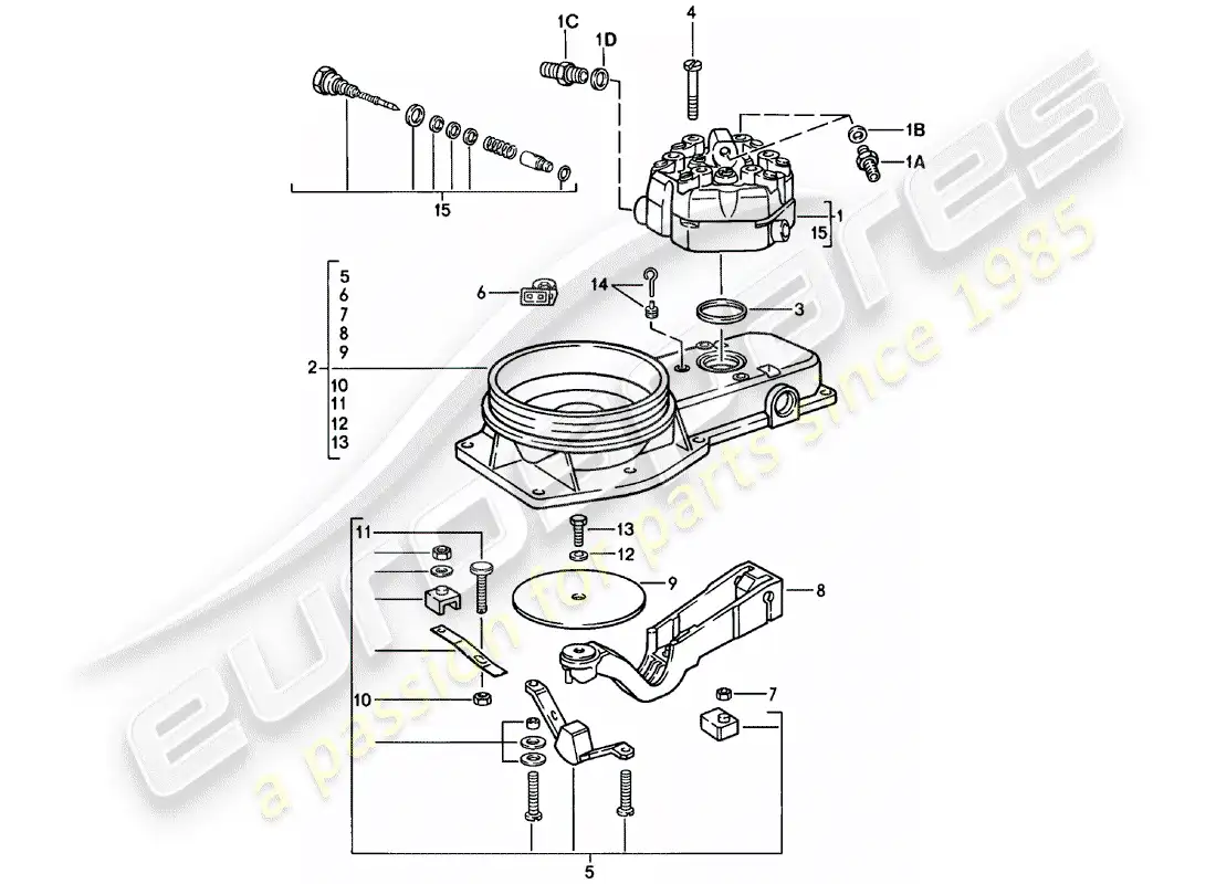porsche 1980 (911) unidad de control de mezcla diagrama de piezas