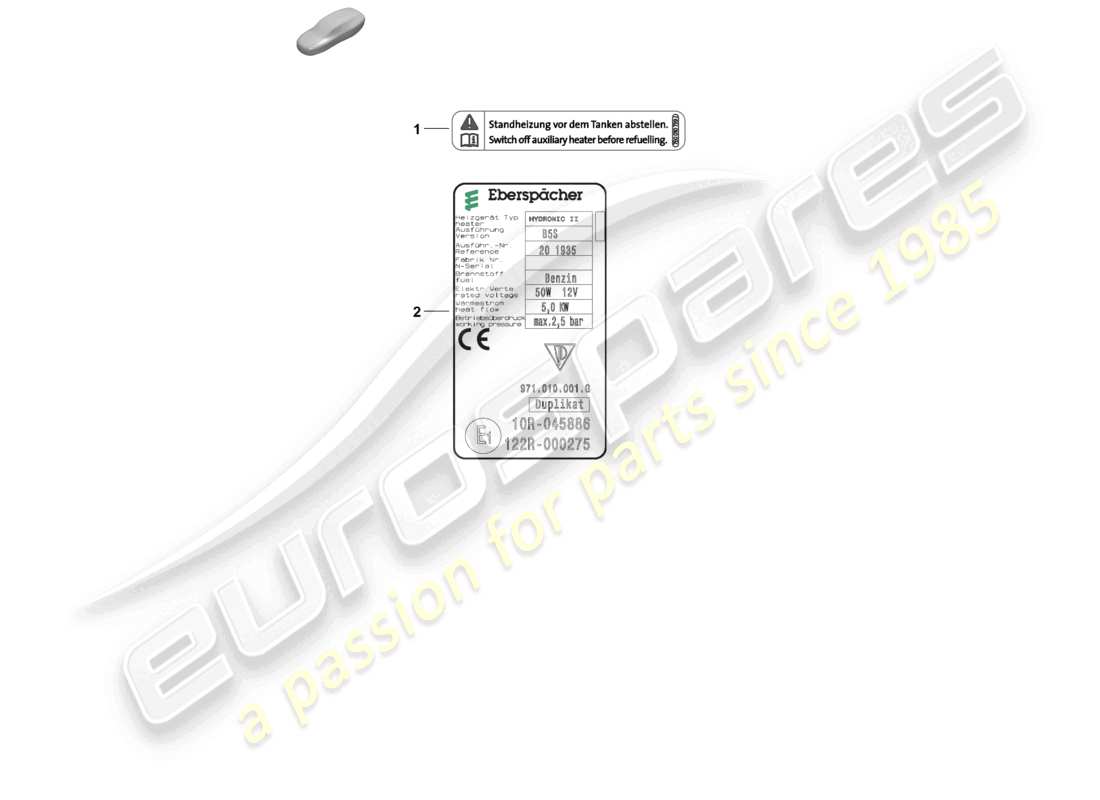 porsche 2026 (panamera 976) diagrama de piezas del calentador auxiliar de señales/avisos