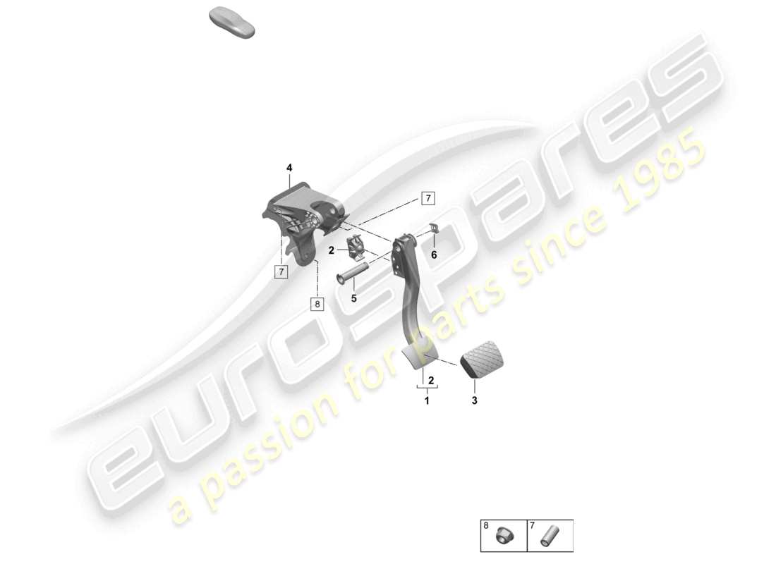 porsche 2025 (macan-e) pedal de freno diagrama de piezas