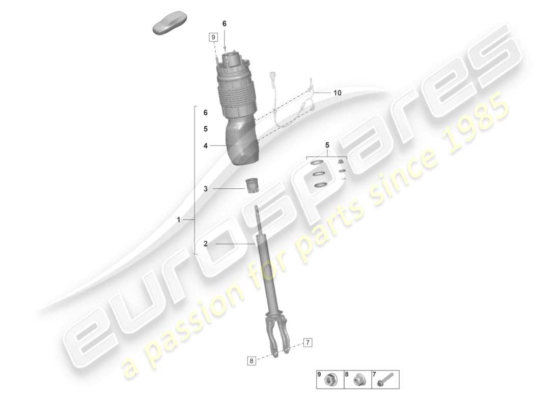 porsche 2022 (panamera 971-2) diagrama de piezas completo del puntal de suspensión de suspensión neumática