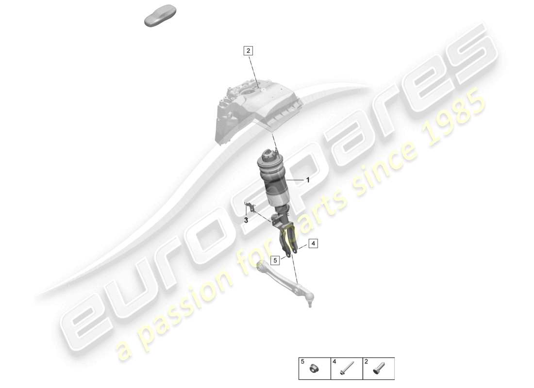 porsche 2025 (macan-e) puntal de suspensión neumática completo diagrama de piezas