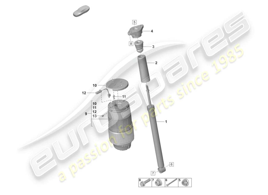 porsche 2022 (panamera 971-2) diagrama de piezas de los amortiguadores de suspensión neumática