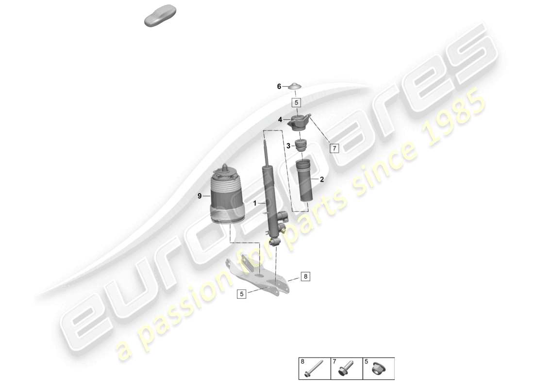 porsche 2025 (macan-e) diagrama de piezas del amortiguador de vibraciones de suspensión neumática