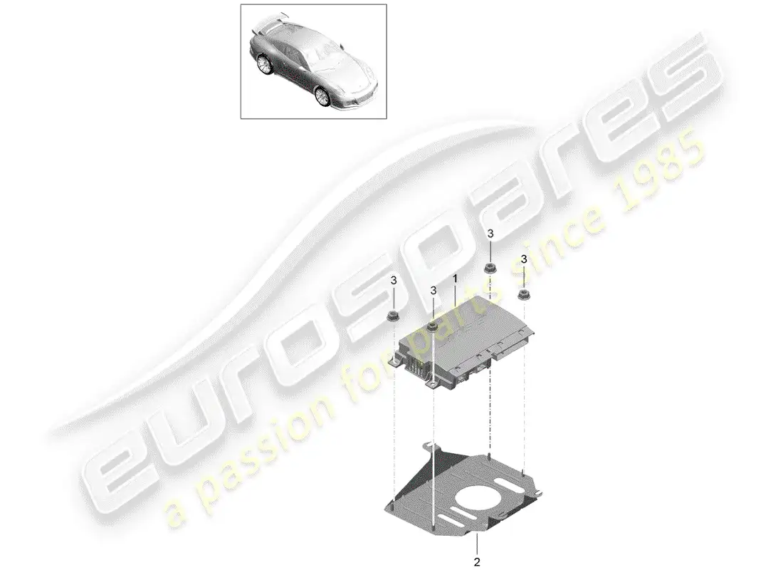 porsche 2014 (991-1 r/gt3/rs) amplificador diagrama de piezas