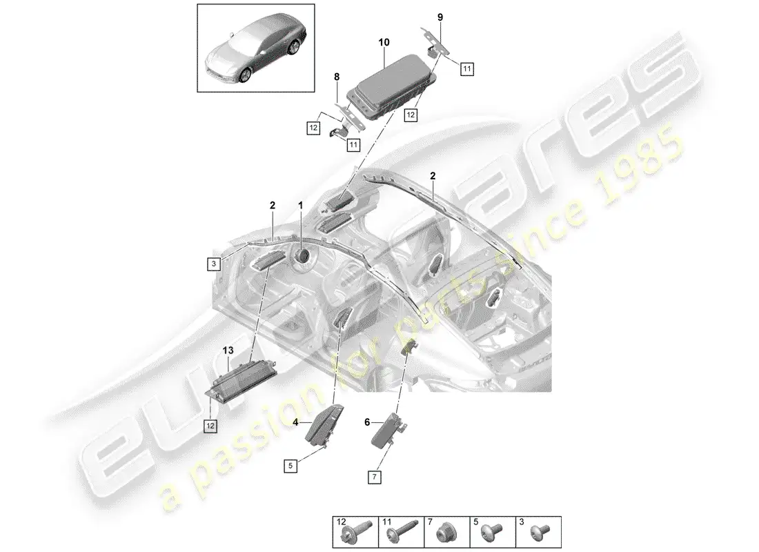 porsche 2020 (panamera 971-1) bolsa de aire diagrama de piezas