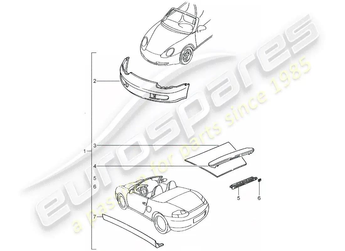 porsche 2007 (tequipment) aerokit diagrama de piezas